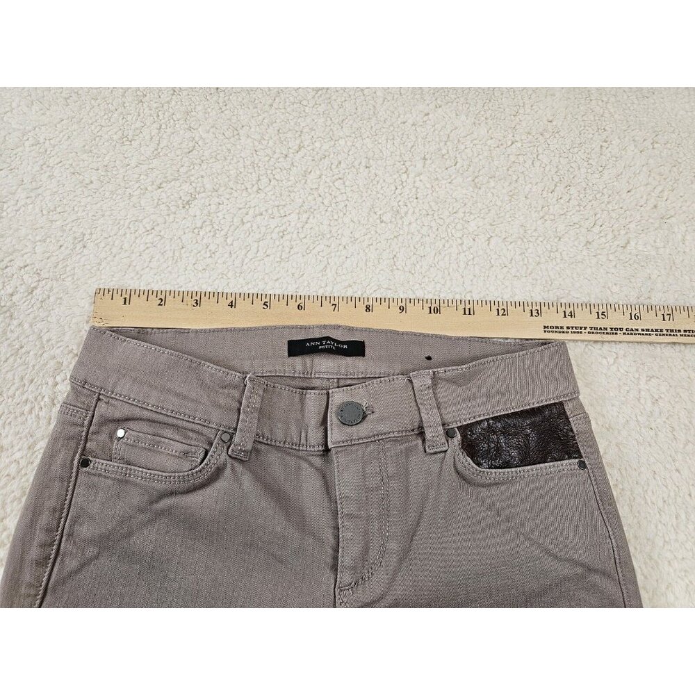 Ann Taylor Jeans Women's 4 Petite Tan The Skinny Modern Fit Faux‎ Leather Pocket - Picture 3 of 16